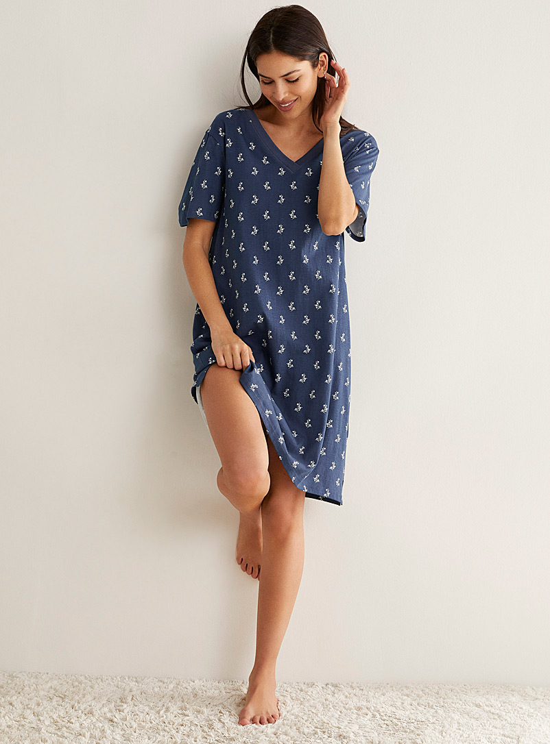 Miiyu Dark Blue Patterned nightgown for women