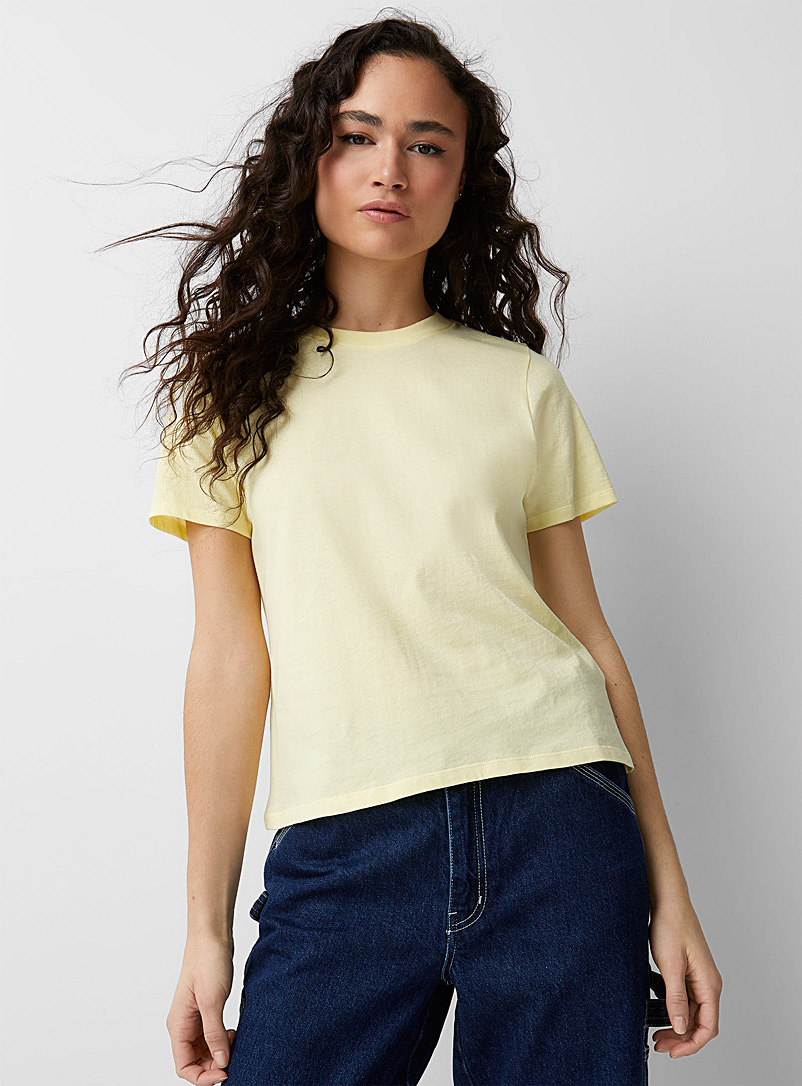 Twik Bright Yellow Organic cotton short-sleeve tee for women