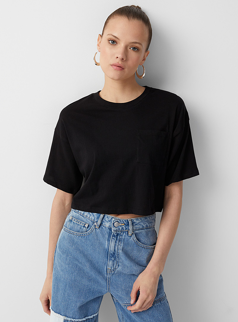 Twik Oxford Faded cropped pocket T-shirt for women