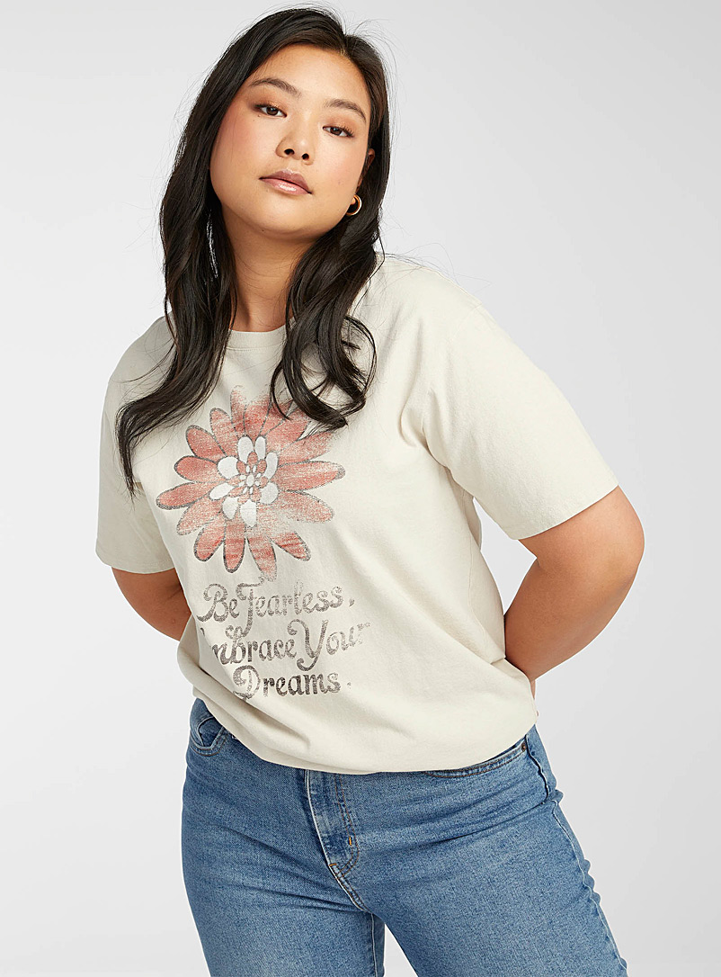 Twik Ivory White Positive message organic cotton T-shirt for women