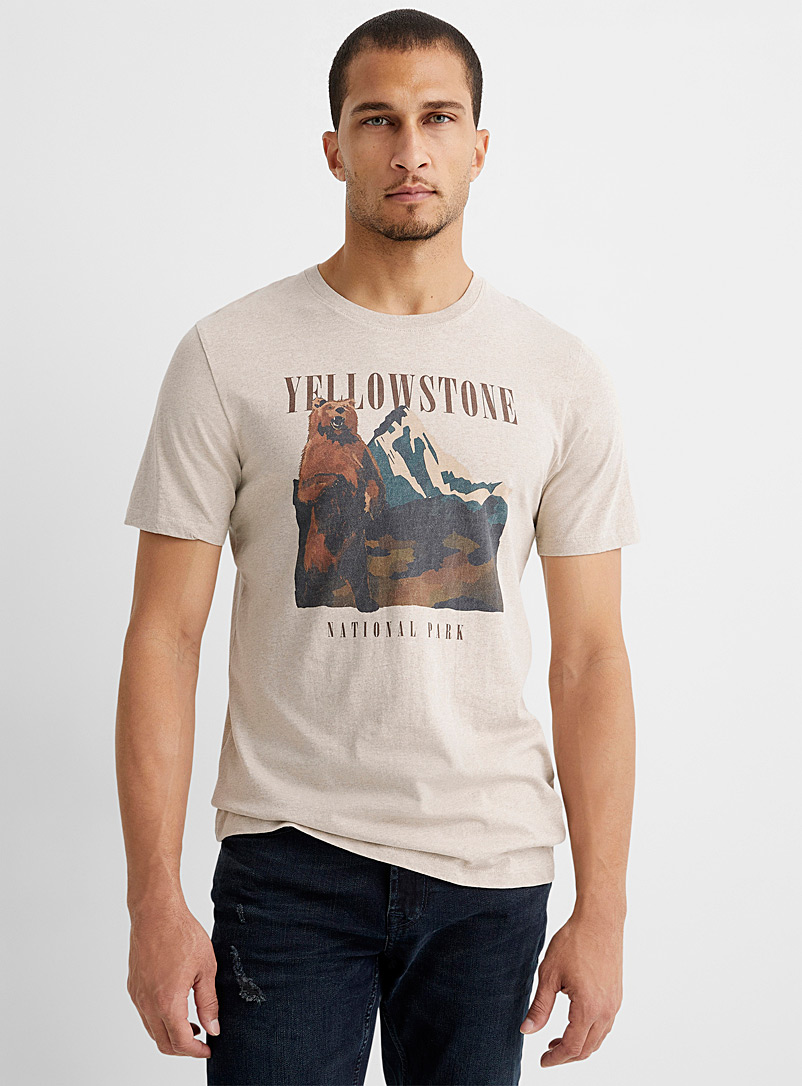 Le 31: Le t-shirt aventure coton bio Brun pâle-taupe pour homme