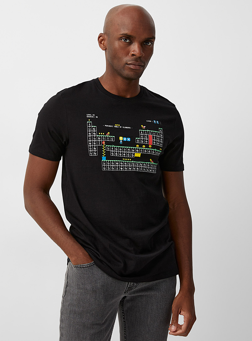 Le 31 Black Geek nostalgia organic-cotton T-shirt for men