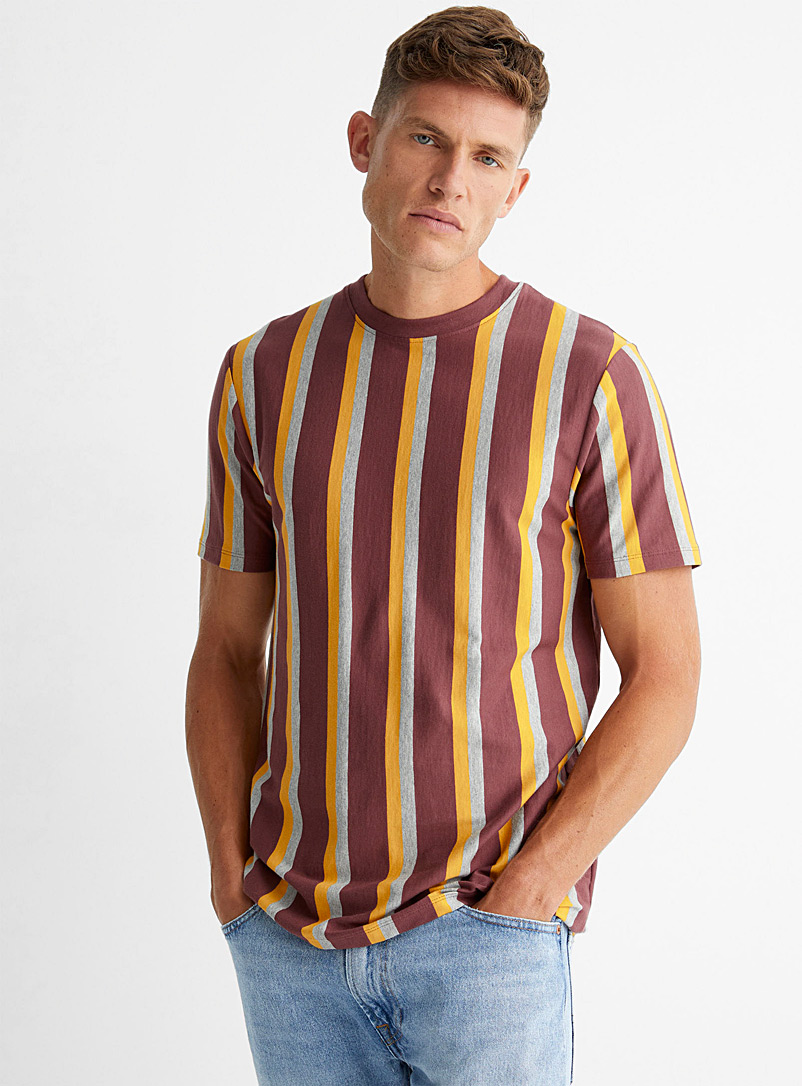 Le 31 Ruby Red Double stripe T-shirt for men