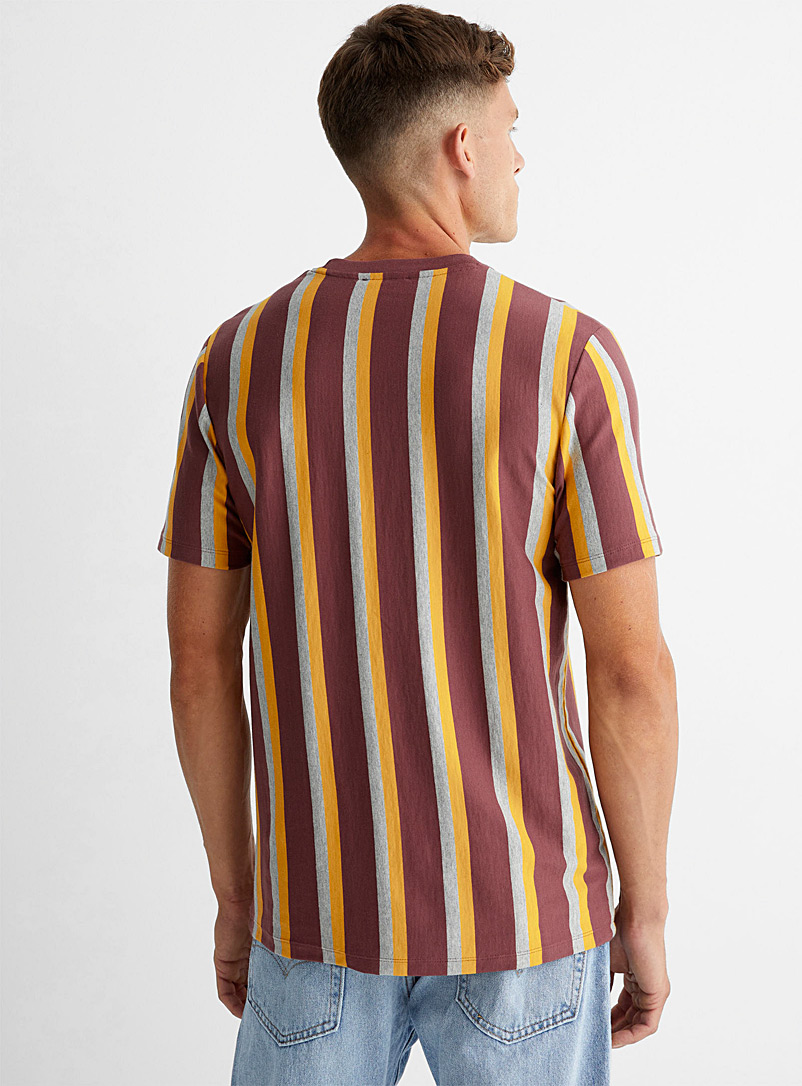 Le 31 Ruby Red Double stripe T-shirt for men