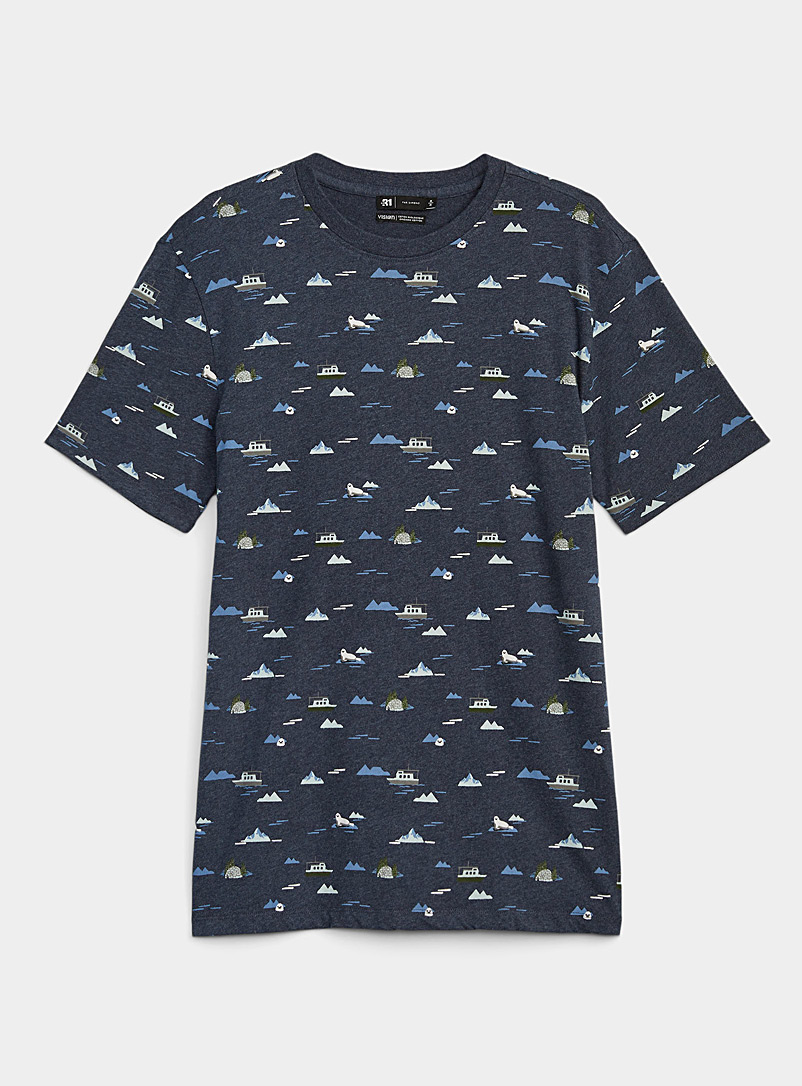 Le 31 Marine Blue Charming wildlife T-shirt for men