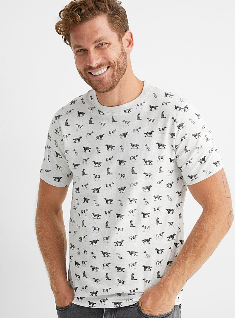 Le 31 Light Grey Charming wildlife T-shirt for men