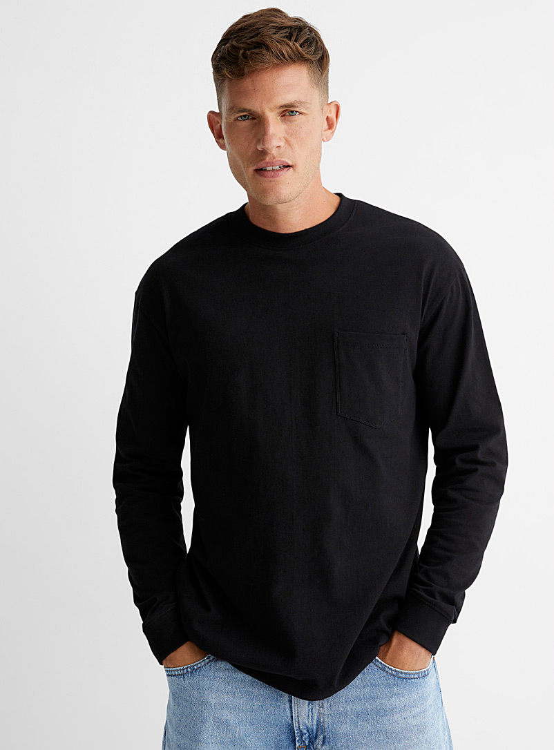 Le 31 Black Patch pocket comfort T-shirt for men
