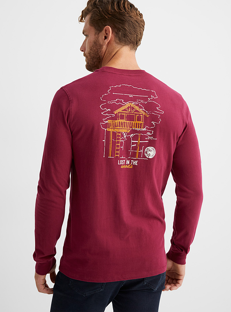 Le 31: Le t-shirt expédition recto verso Rouge foncé-vin-rubis pour homme