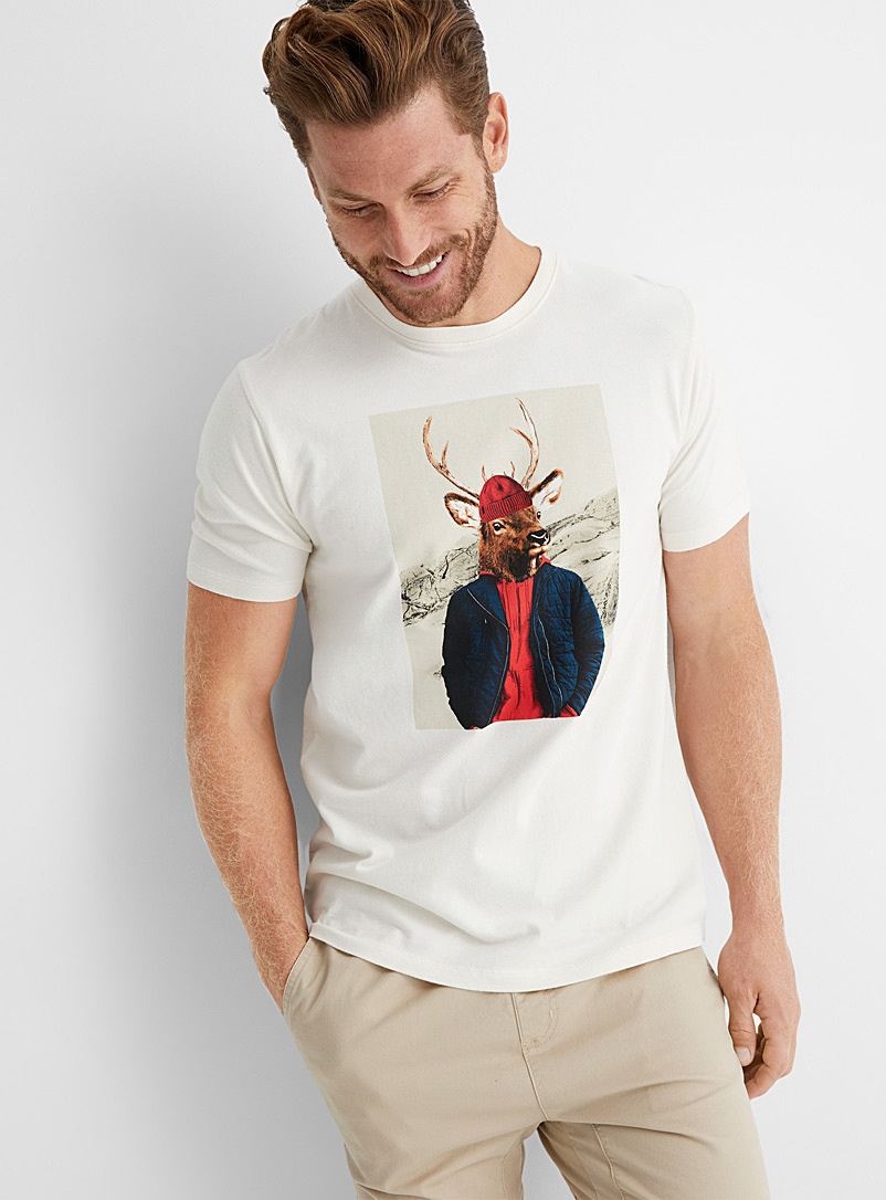 Le 31 Cream Beige Friendly beast T-shirt for men