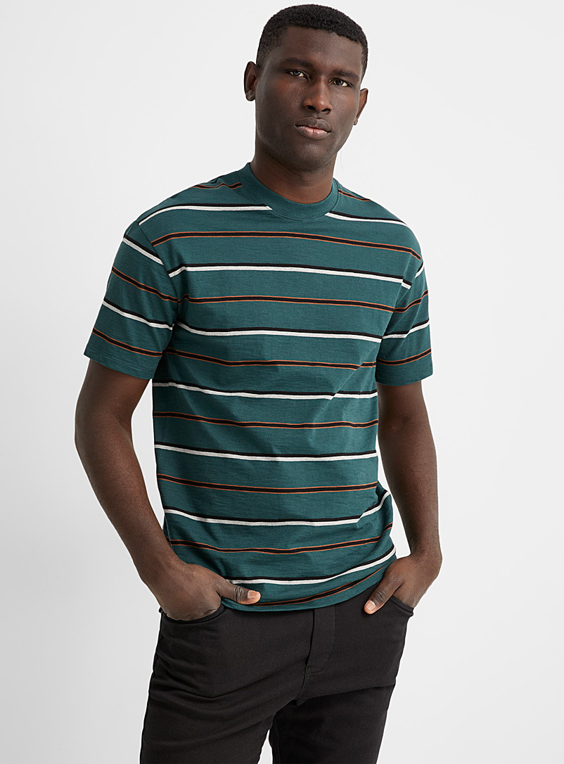 Le 31 Green Multi-stripe T-shirt for men