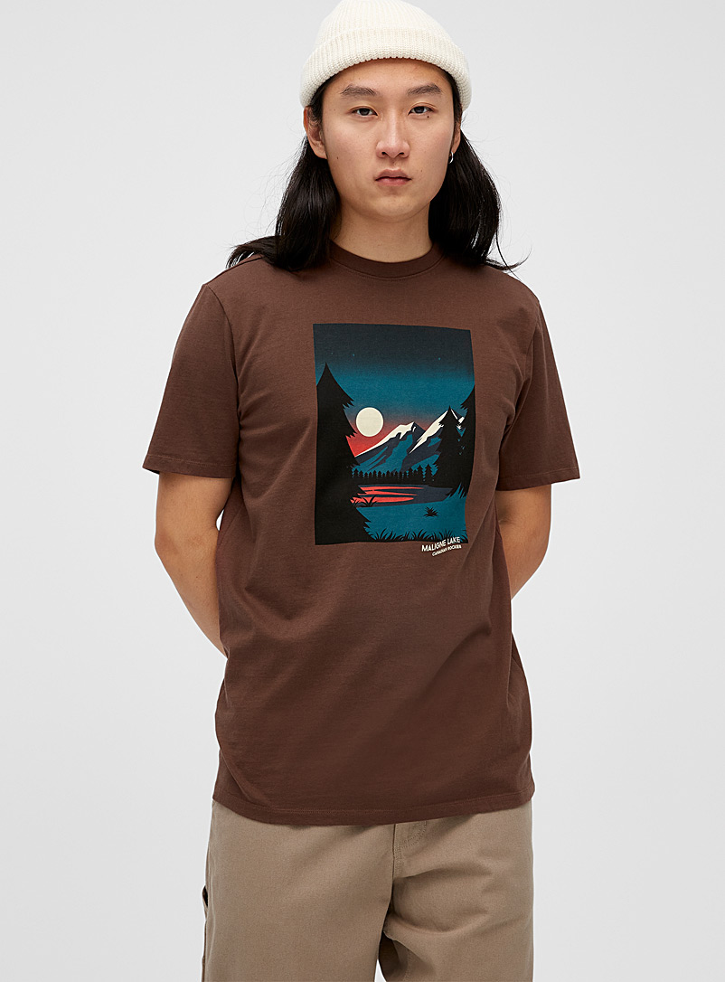 Djab Brown Graphic landscape T-shirt for men