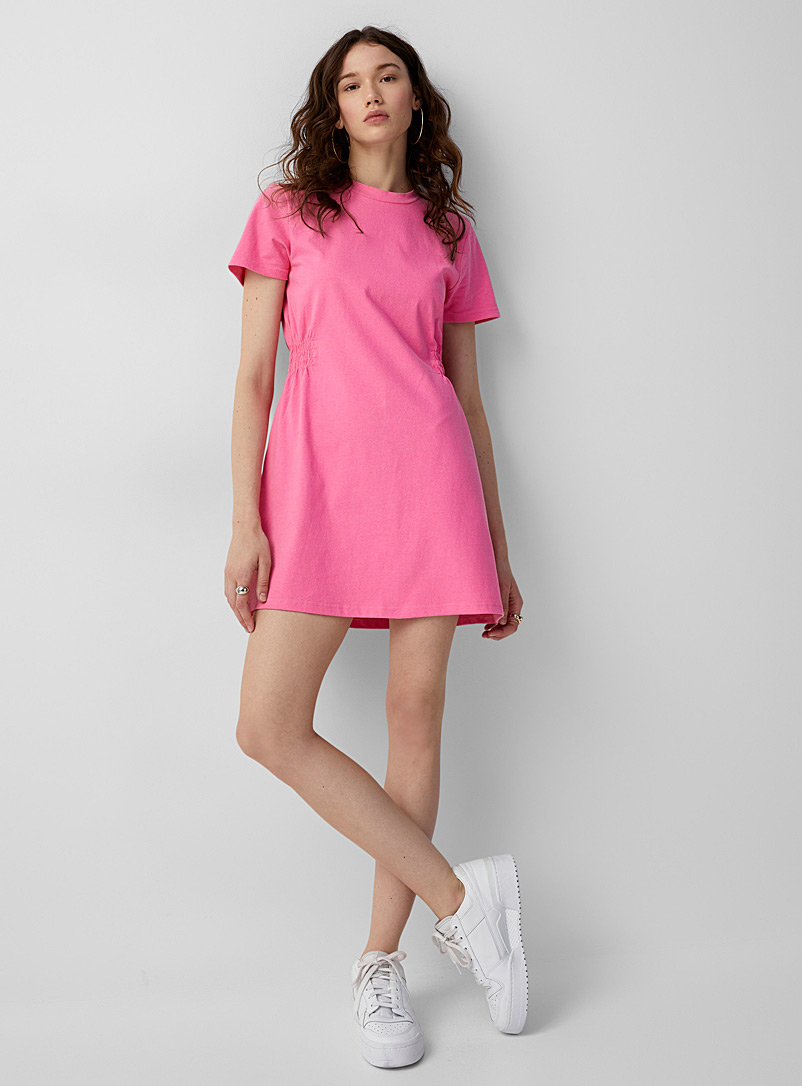 Twik Pink Organic cotton side ruffles dress for women