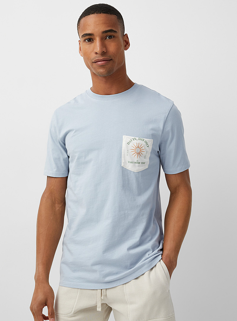 Le 31 Slate Blue Organic cotton pocket T-shirt for men
