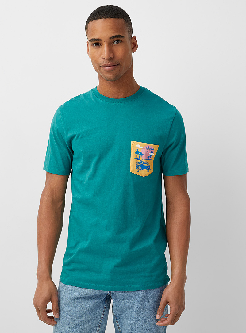 Le 31 Baby Blue Organic cotton pocket T-shirt for men