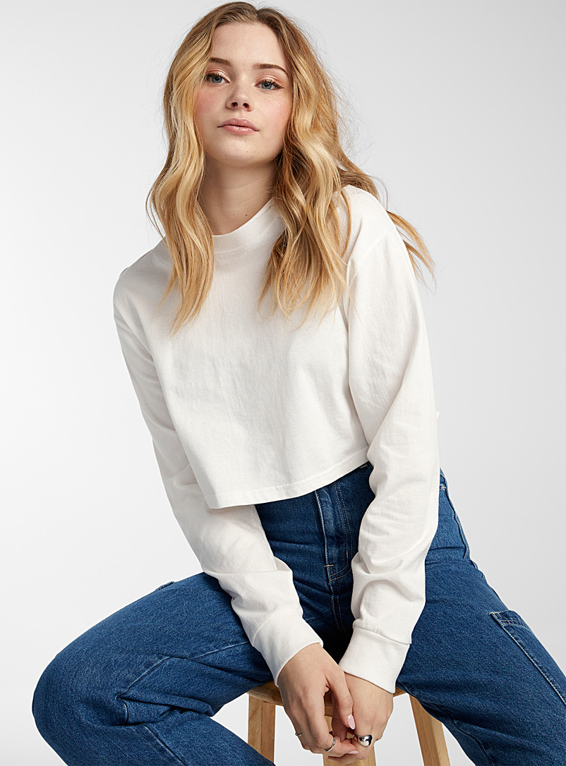 Twik: Le t-shirt carré court coton recyclé Blanc pour femme