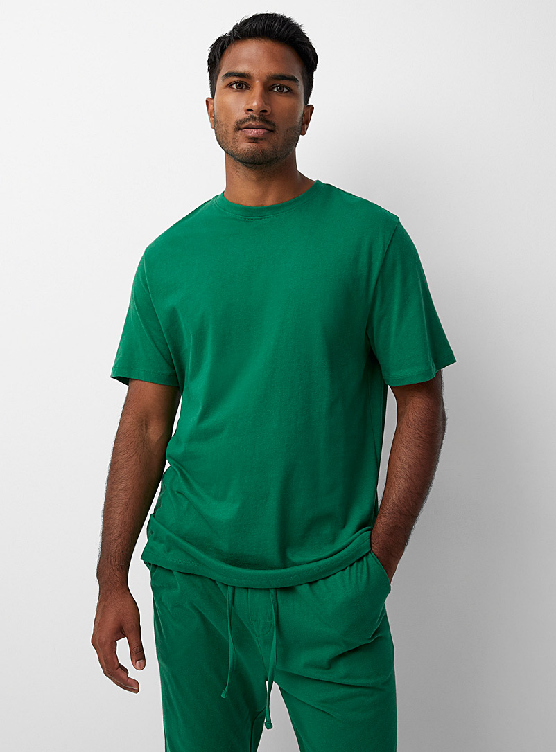Le 31: Le t-shirt détente coton bio uni Vert pour homme