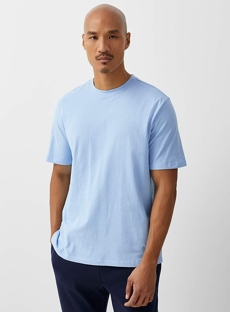 Le 31: Le t-shirt détente coton bio uni Bleu pâle-bleu poudre pour homme