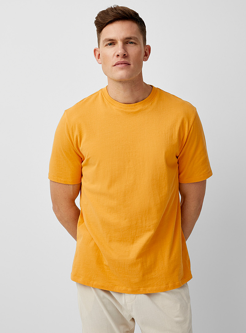 Le 31 Dark Yellow Solid organic cotton lounge T-shirt for men