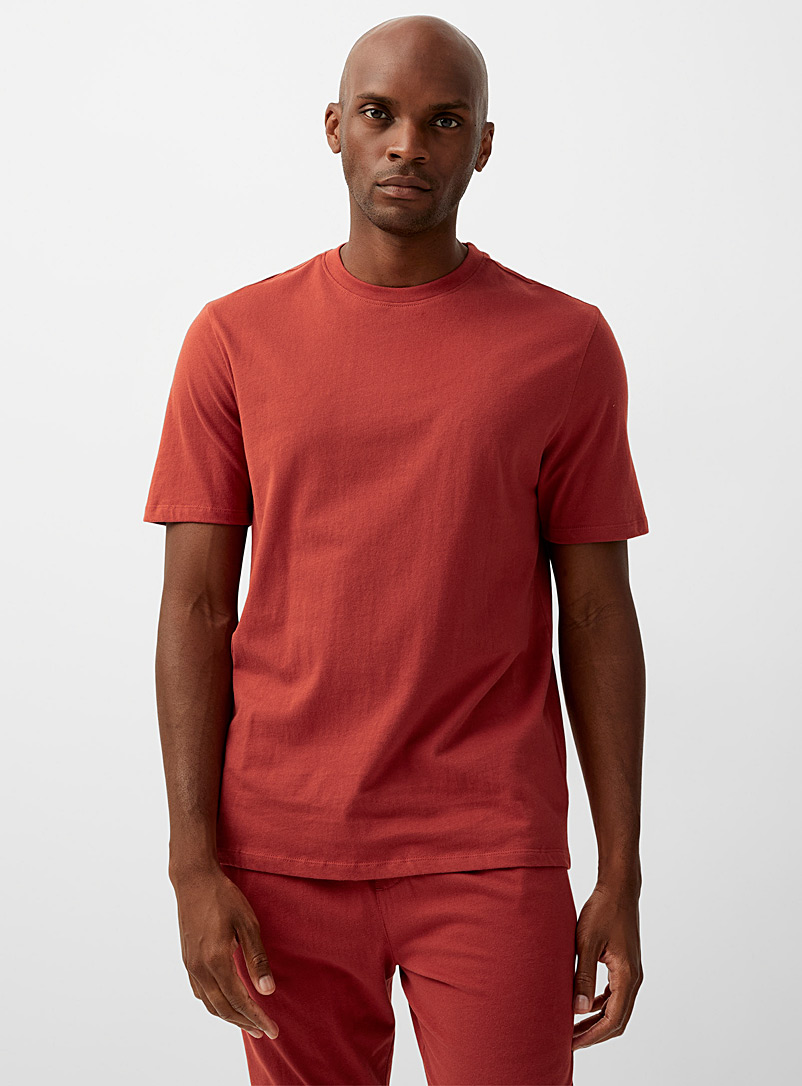 Le 31 Dark Orange Solid organic cotton lounge T-shirt for men