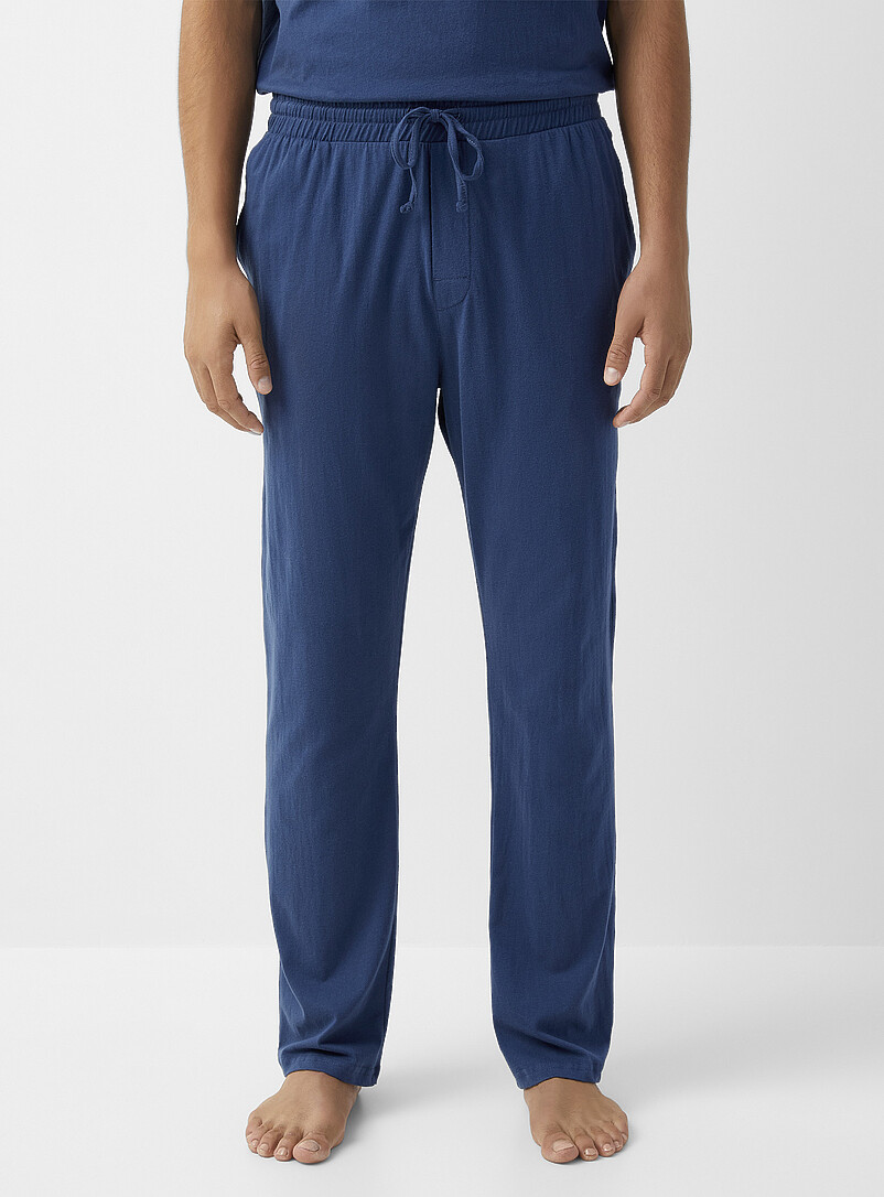 Le 31: Le pantalon pyjama fini bross&eacute; uni Bleu pour homme