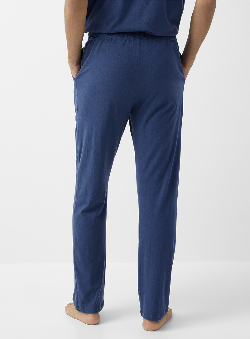 Le 31: Le pantalon pyjama fini bross&eacute; uni Bleu pour homme