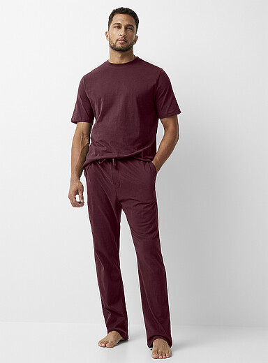 Le 31 Crimson Solid brushed finish pyjama pant for men