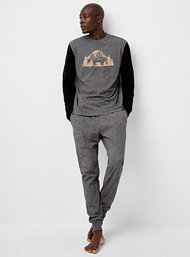 Le 31 Dark grey Printed organic cotton lounge joggers for men