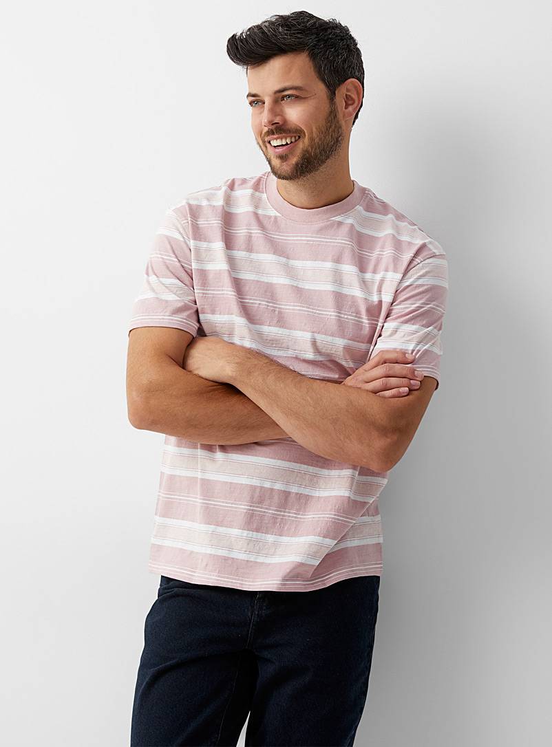 Le 31 Pink Tone-on-tone stripe T-shirt for men