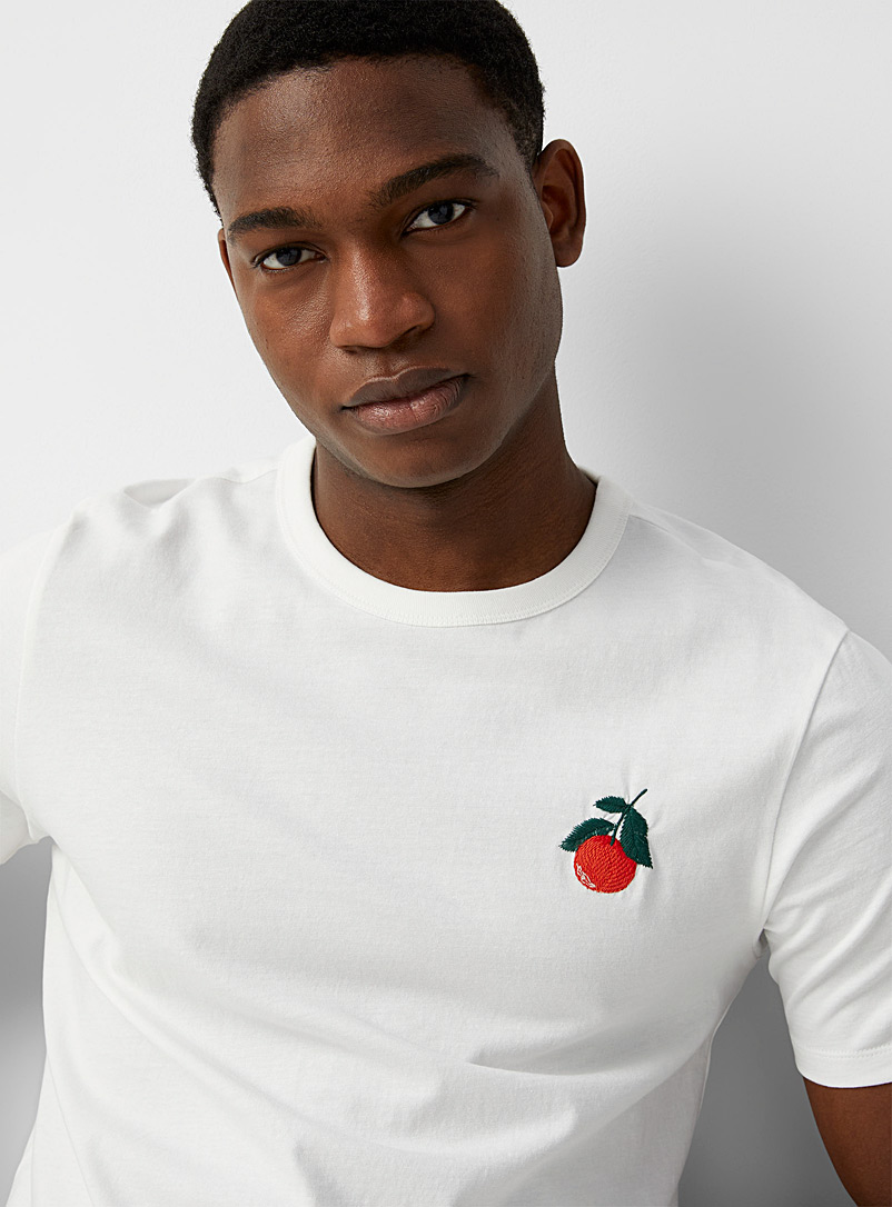 Le 31: Le t-shirt emblème naturel brodé Ivoire blanc os pour homme