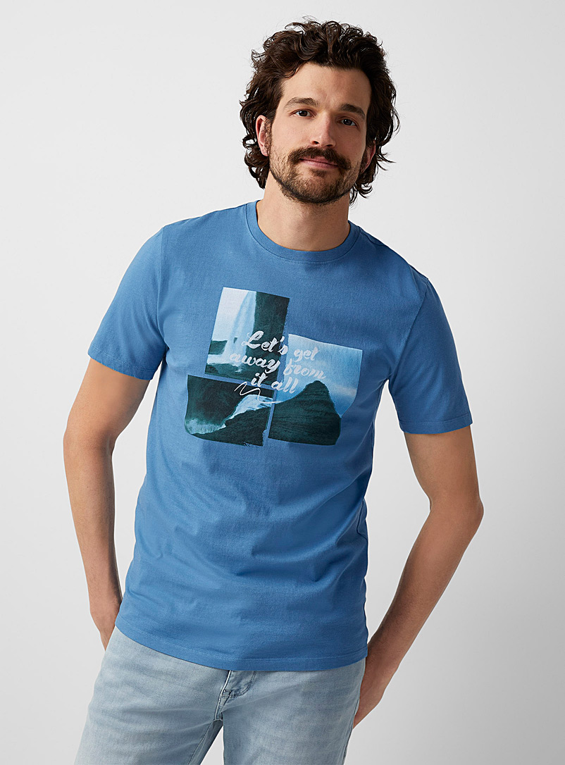 Le 31 Blue Large parks T-shirt for men