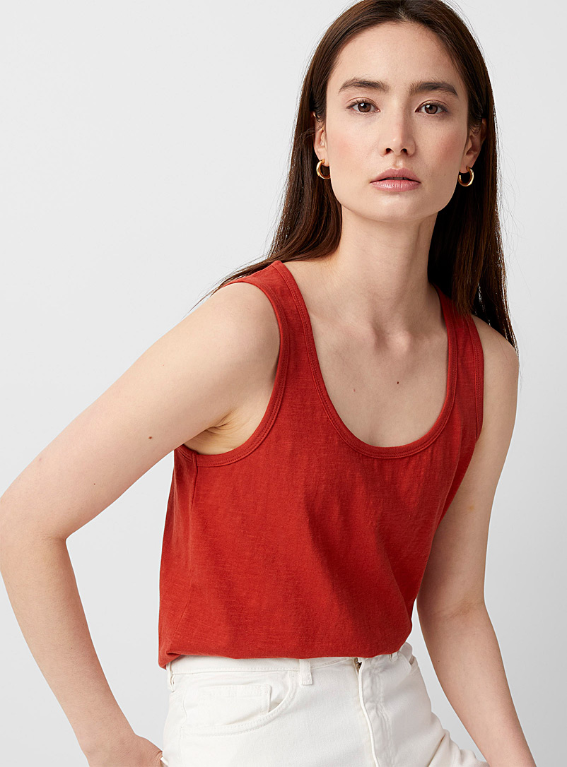 Contemporaine Red Slub jersey scoop-neck tank for women