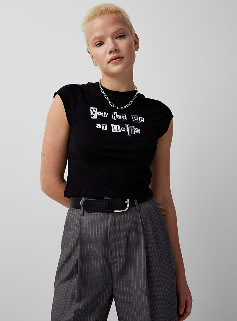 Twik: Le t-shirt imprimé coton bio Noir pour femme