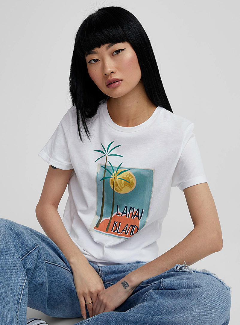 Twik Assorted white  Organic cotton crew-neck printed T-shirt for women