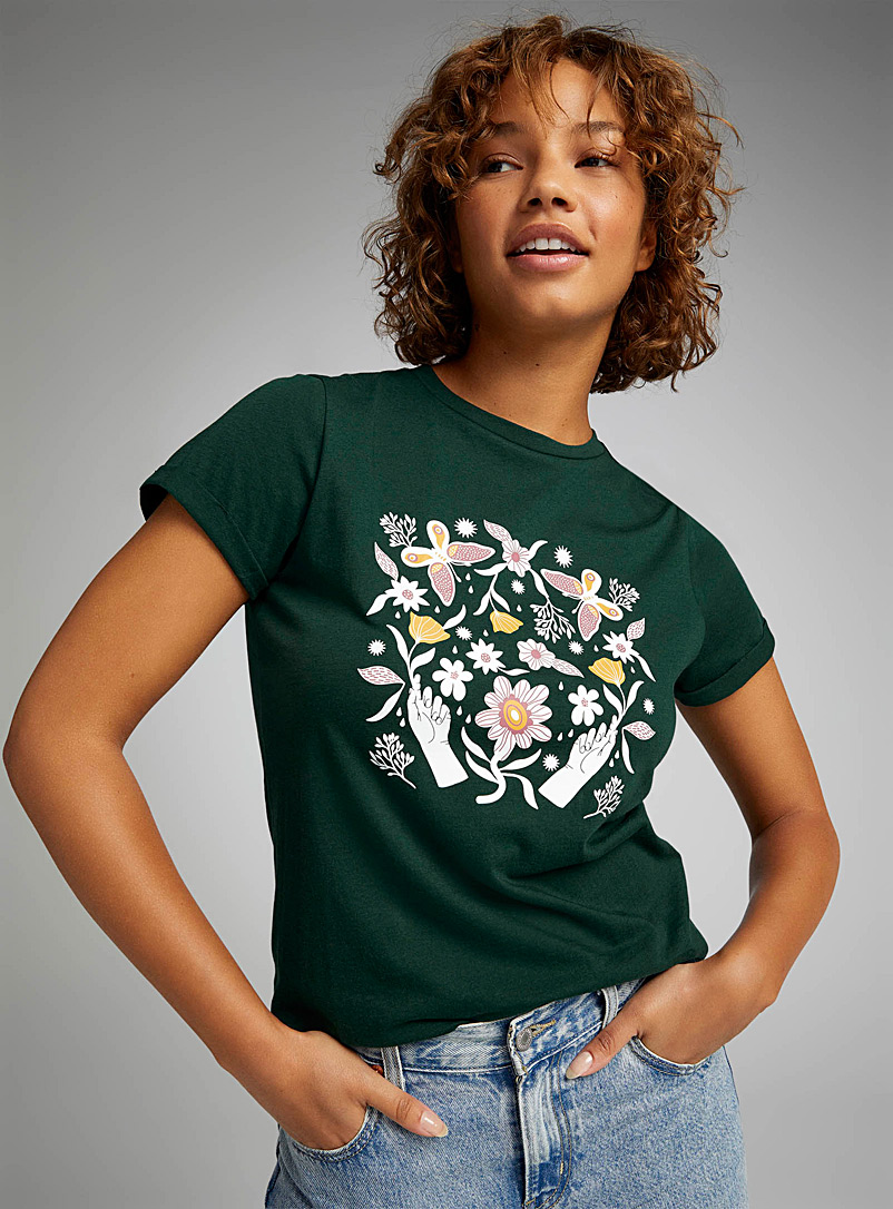 Twik Green Organic cotton crew-neck printed T-shirt for women