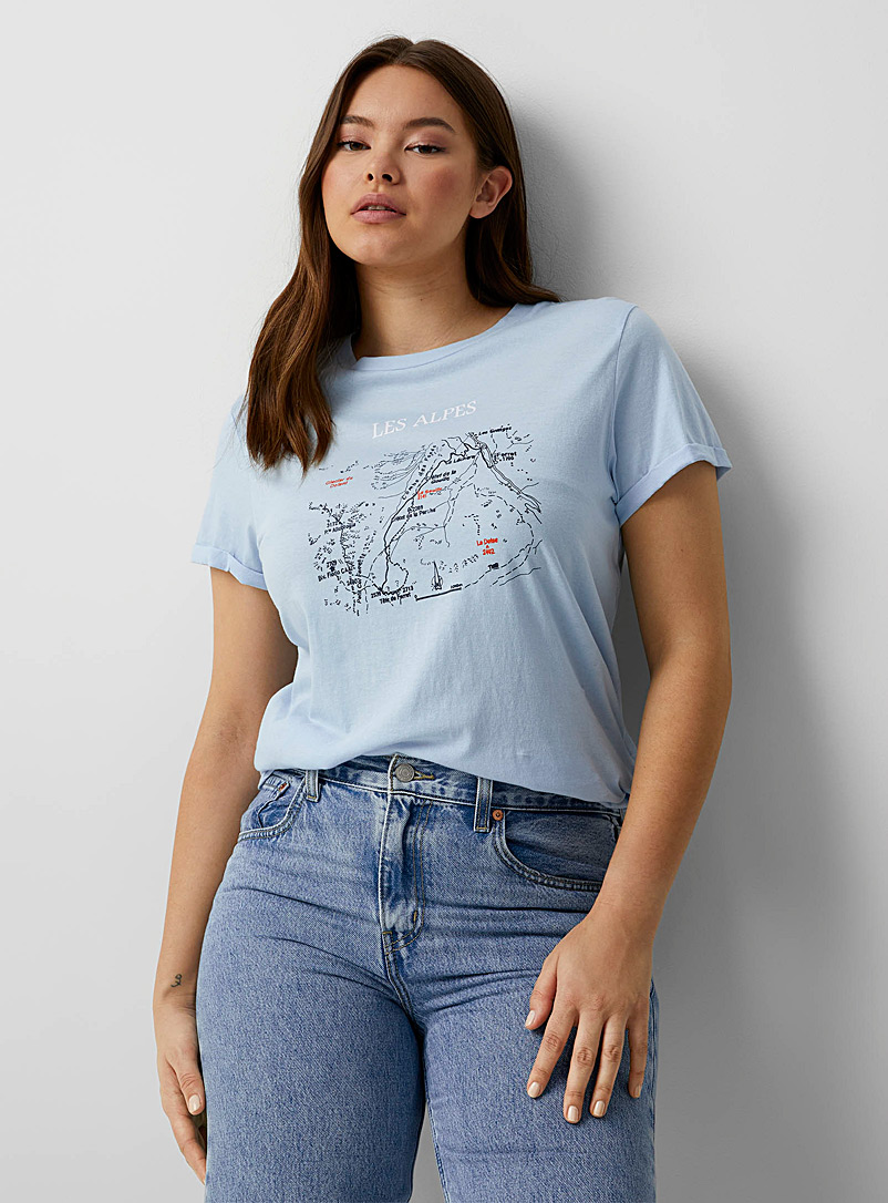 Twik Baby Blue Organic cotton crew-neck printed T-shirt for women
