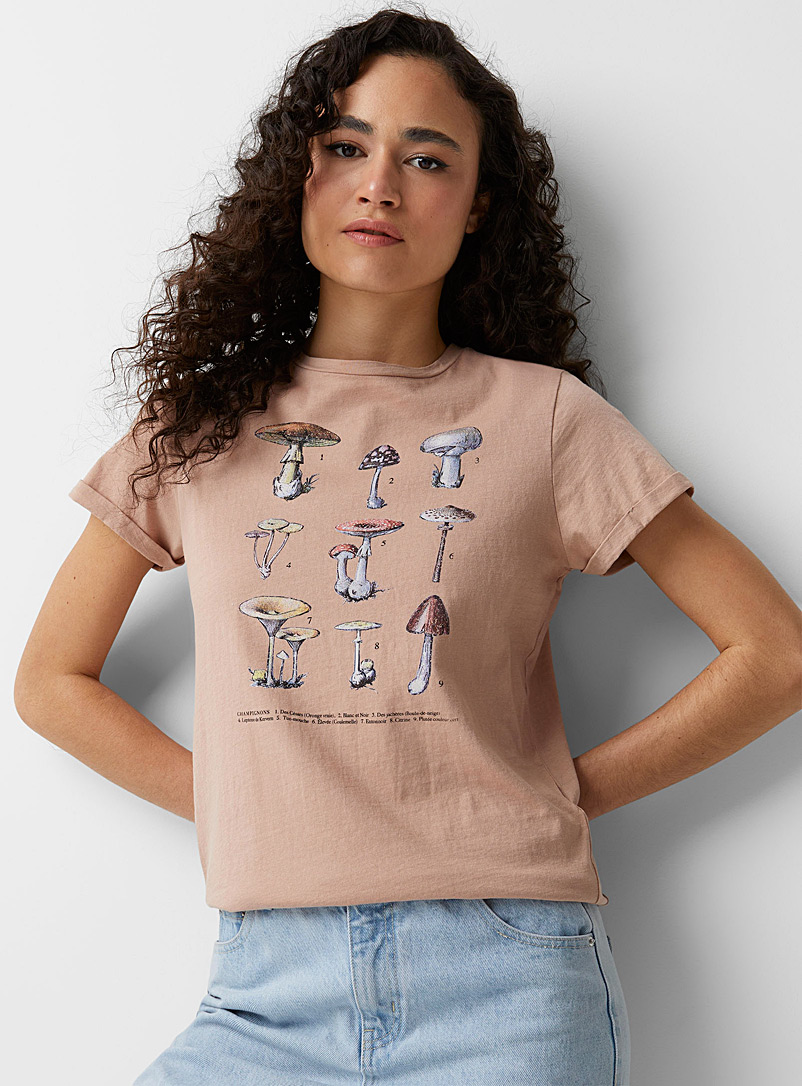 Twik Dusky Pink Organic cotton crew-neck printed T-shirt for women