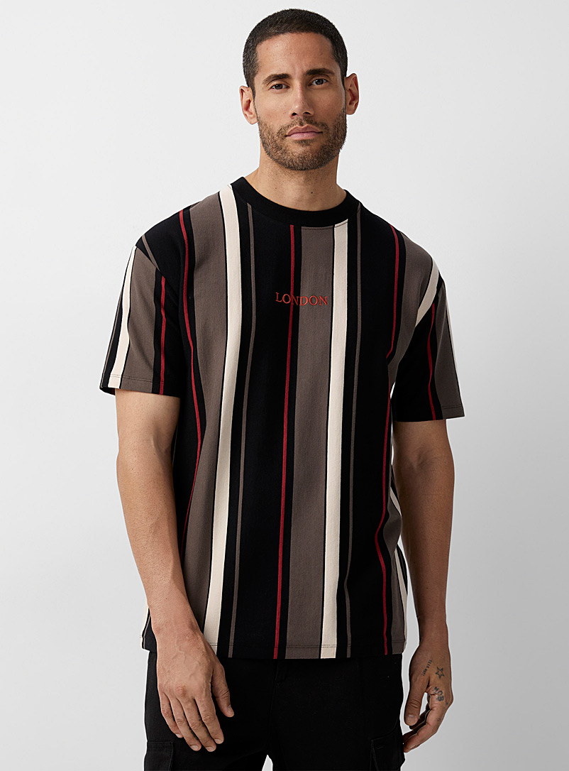 Le 31 Black Metropolis striped T-shirt for men