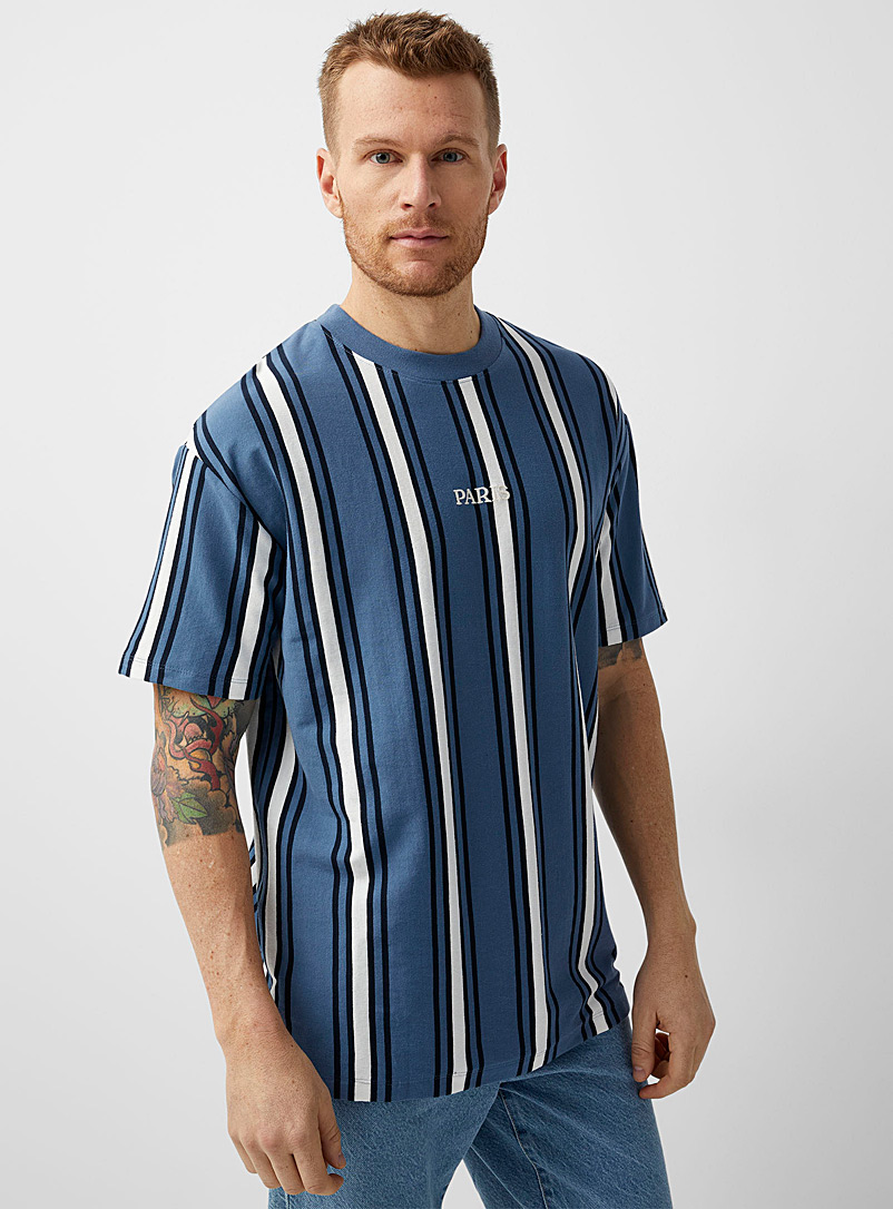 Le 31 Baby Blue Metropolis striped T-shirt for men