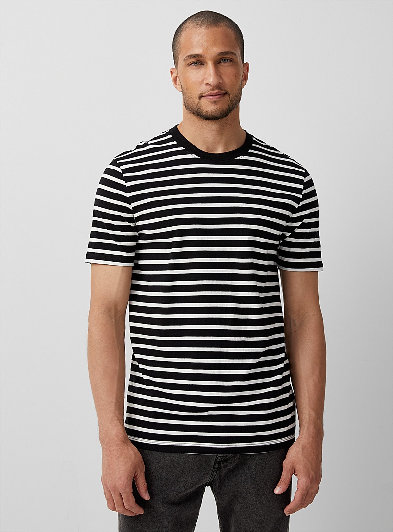 Le 31 Black Nautical stripe T-shirt for men