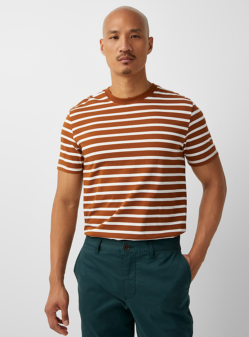 Le 31 Brown Nautical stripe T-shirt for men