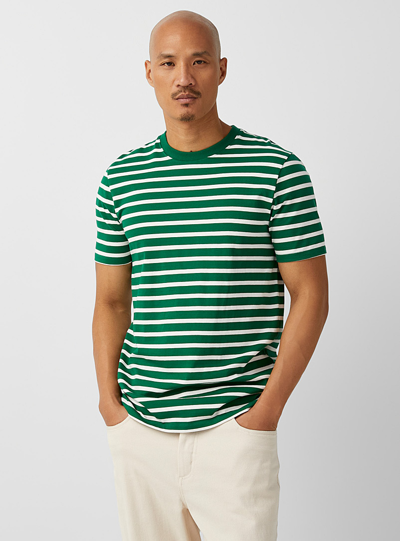 Le 31 Bottle Green Nautical stripe T-shirt for men