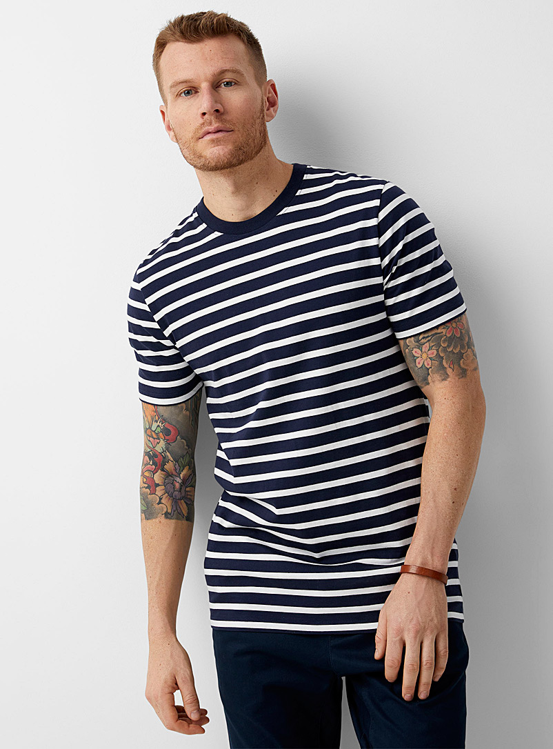 Le 31 Marine Blue Nautical stripe T-shirt for men