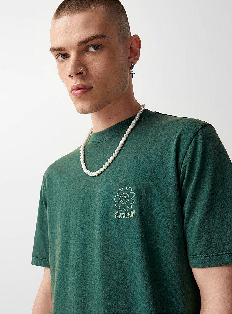 Djab Green Eco-friendly embroidery faded T-shirt for men