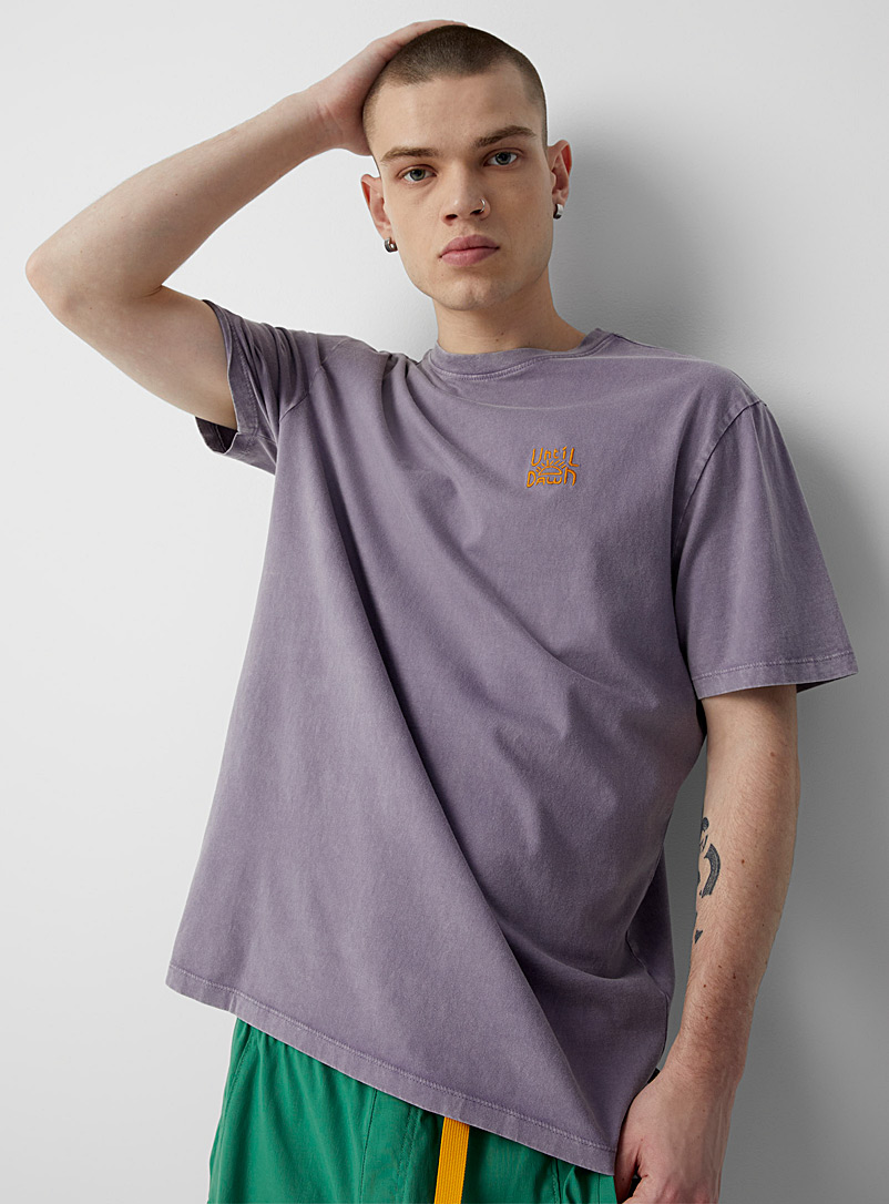 Djab Mauve Eco-friendly embroidery faded T-shirt for men