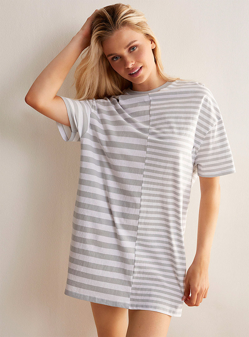 Miiyu x Twik Light Grey Multi-stripe nightgown for women