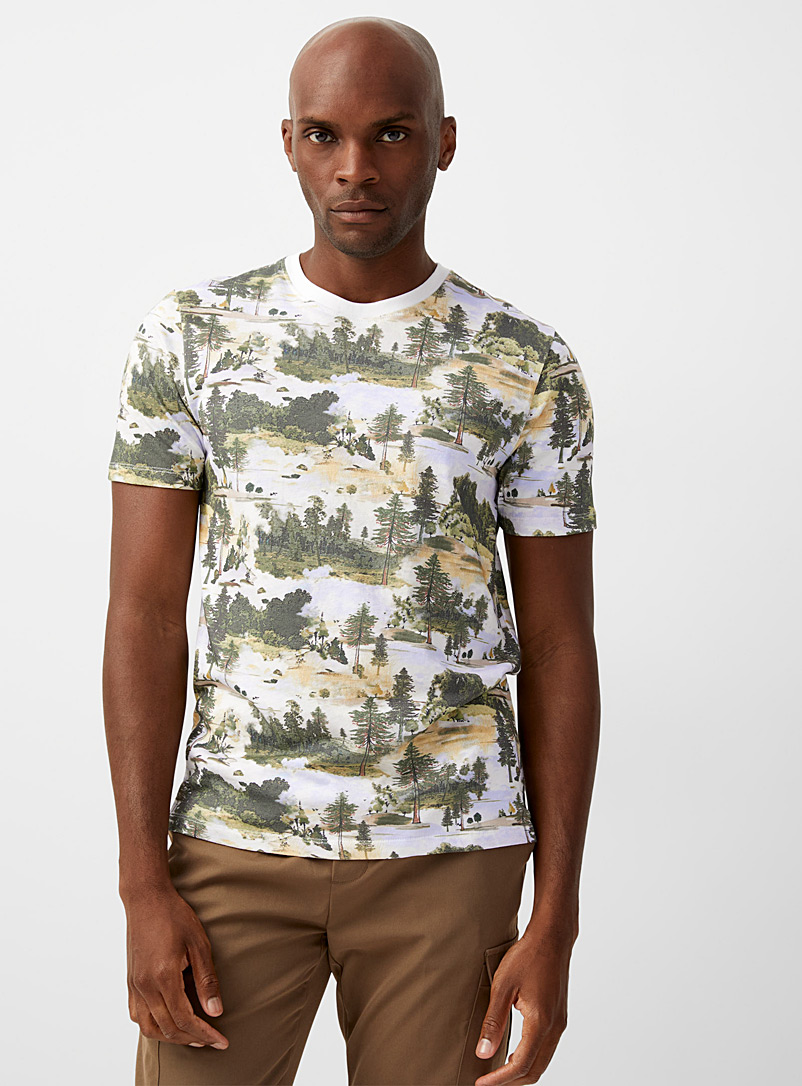 Le 31 Ivory White Botanical T-shirt for men