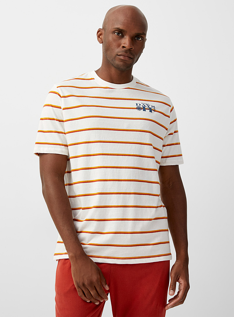 Le 31 Patterned Ecru Double-stripe lounge T-shirt for men
