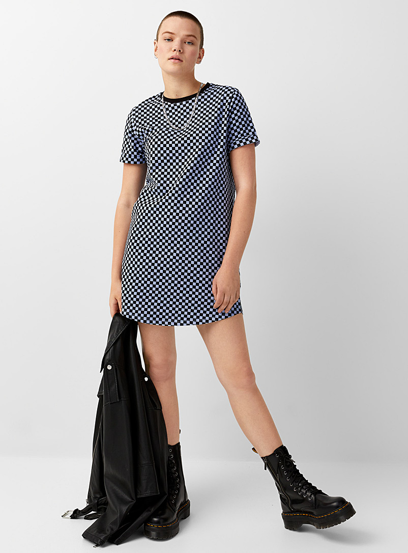 Twik Patterned Blue Organic cotton straight-fit T-shirt dress for women