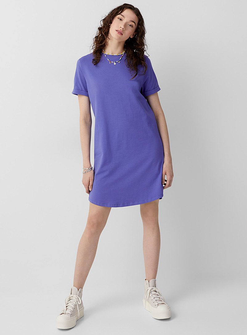 Twik Purple Organic cotton straight-fit T-shirt dress for women