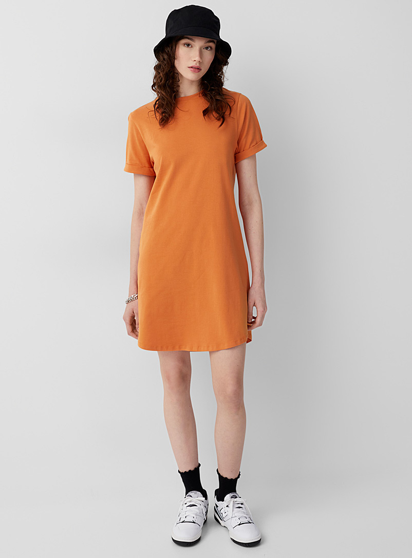 Twik Light Orange Organic cotton straight-fit T-shirt dress for women